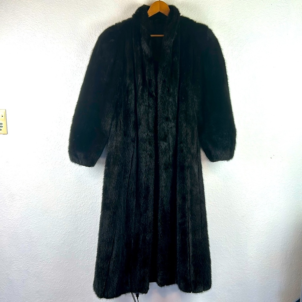 Vintage full length mink black fur coat